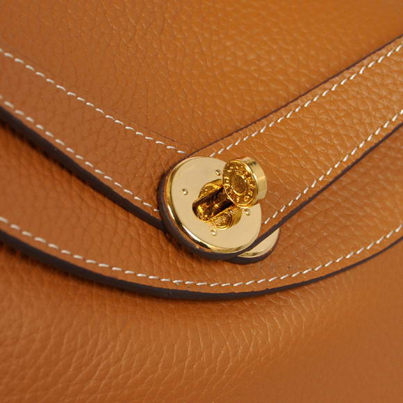 High Quality Replica Hermes Lindy 30CM Havanne Handbags 1057 Camel Leather Golden Hardware